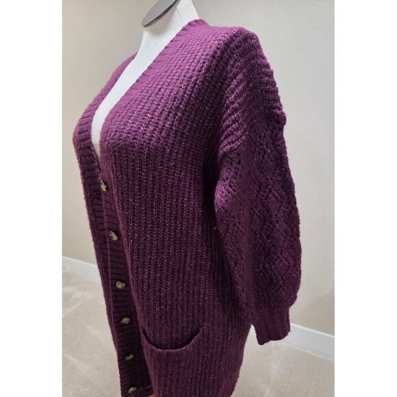 Torrid Womens purple Knit Open Cardigan With Button Front & Pockets Size L - Picture 3 of 5